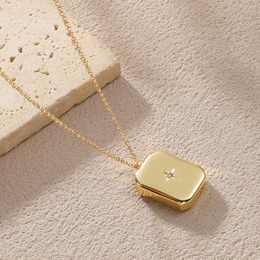 Novo colar hexagrama High-End clavícula corrente brilhante cobre banhado a ouro fabricante atacado