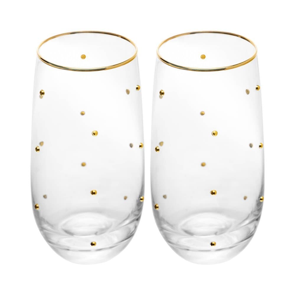 Conjunto 2 Copos Balls Fio de Ouro 300ml Vidro - WOLFF