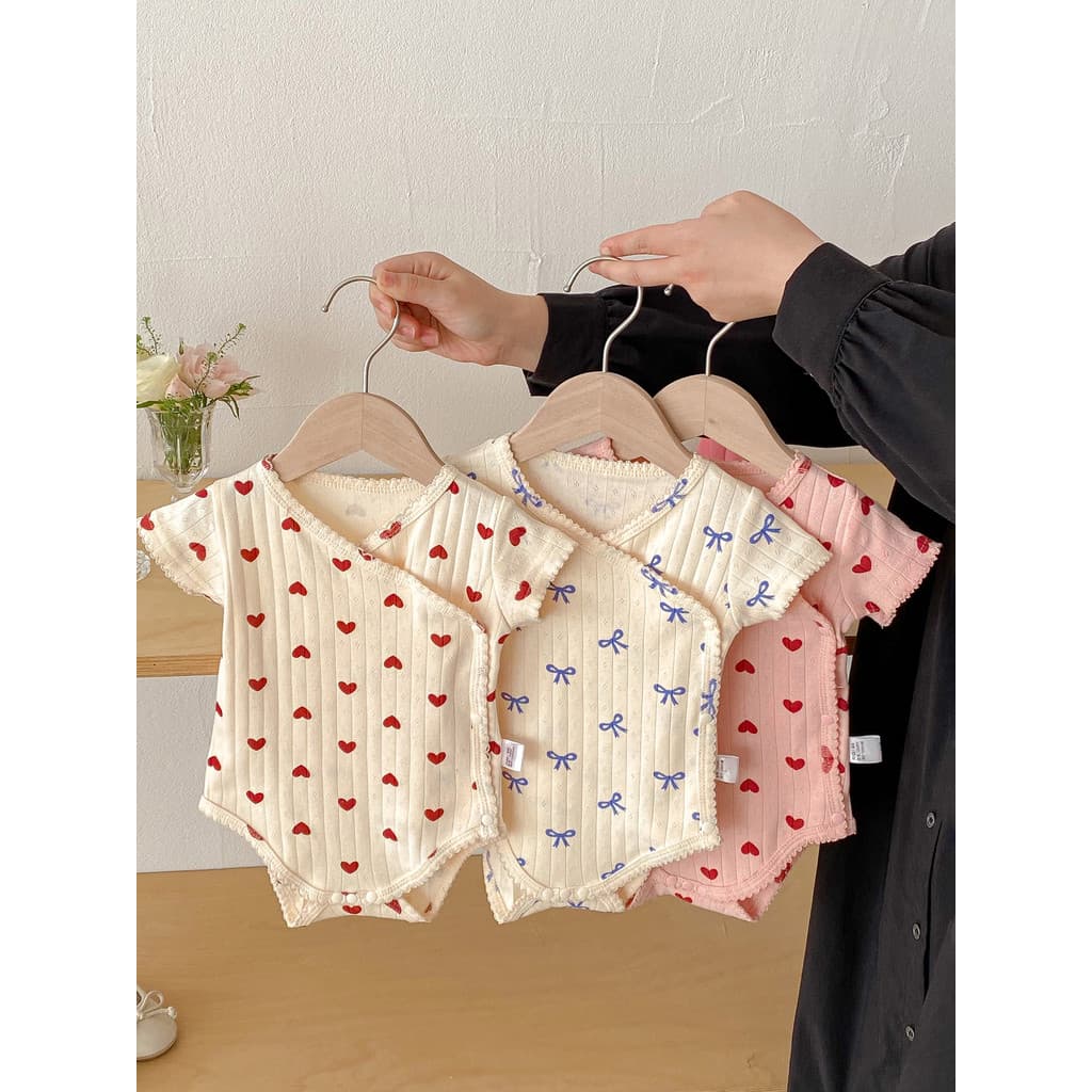 Bebê bebê verão macacão moda novo estilo coreano doce bonito adorável amor arco macacão bebê menina bebê macacão