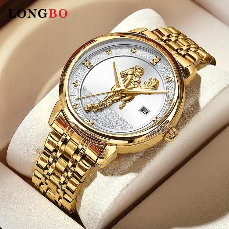 Relógio de quartzo novo produto relógio de pulso Casual masculino relógio de negócios todo dourado cavalo padrão Dial re