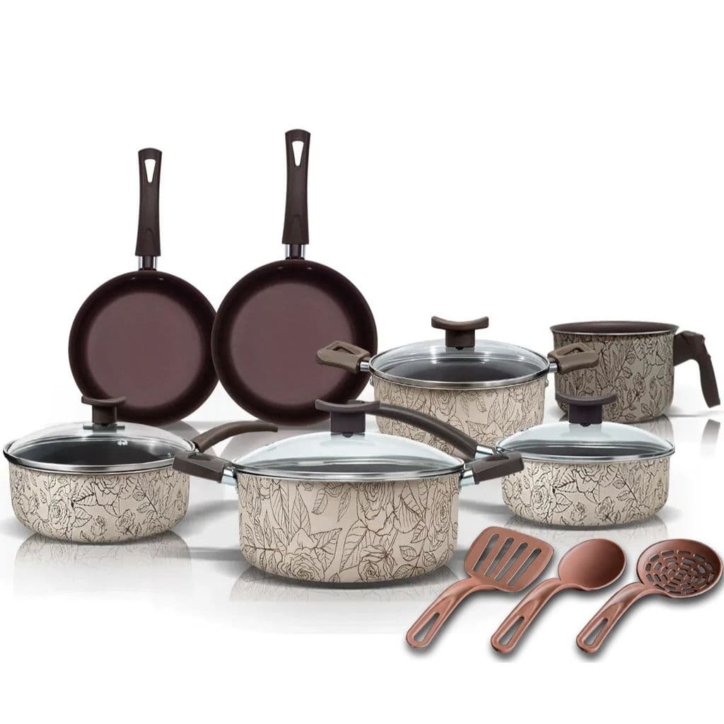 Conjunto de Panelas 10 Peças Antiaderente Fiori Cozinha