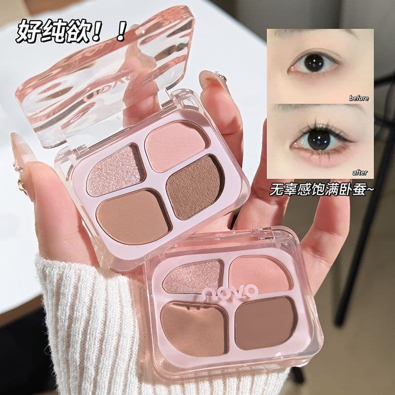 Novo novo sentimento deitado bicho da seda paleta de sombra rosa portátil novato maquiagem dos olhos integrado tudo-in @