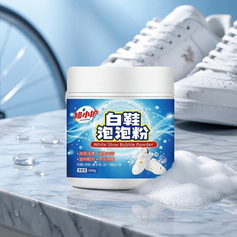 Pó de bolha de oxigênio para limpeza de sapatos brancos, descontaminação de limpeza poderosa, Remove manchas amarelas, p