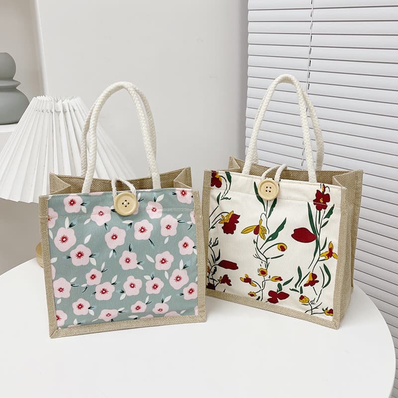 Ins japonês linho pequena bolsa de ombro sacola de linho feminino Outing lancheira lancheira de alto valor moda feminina