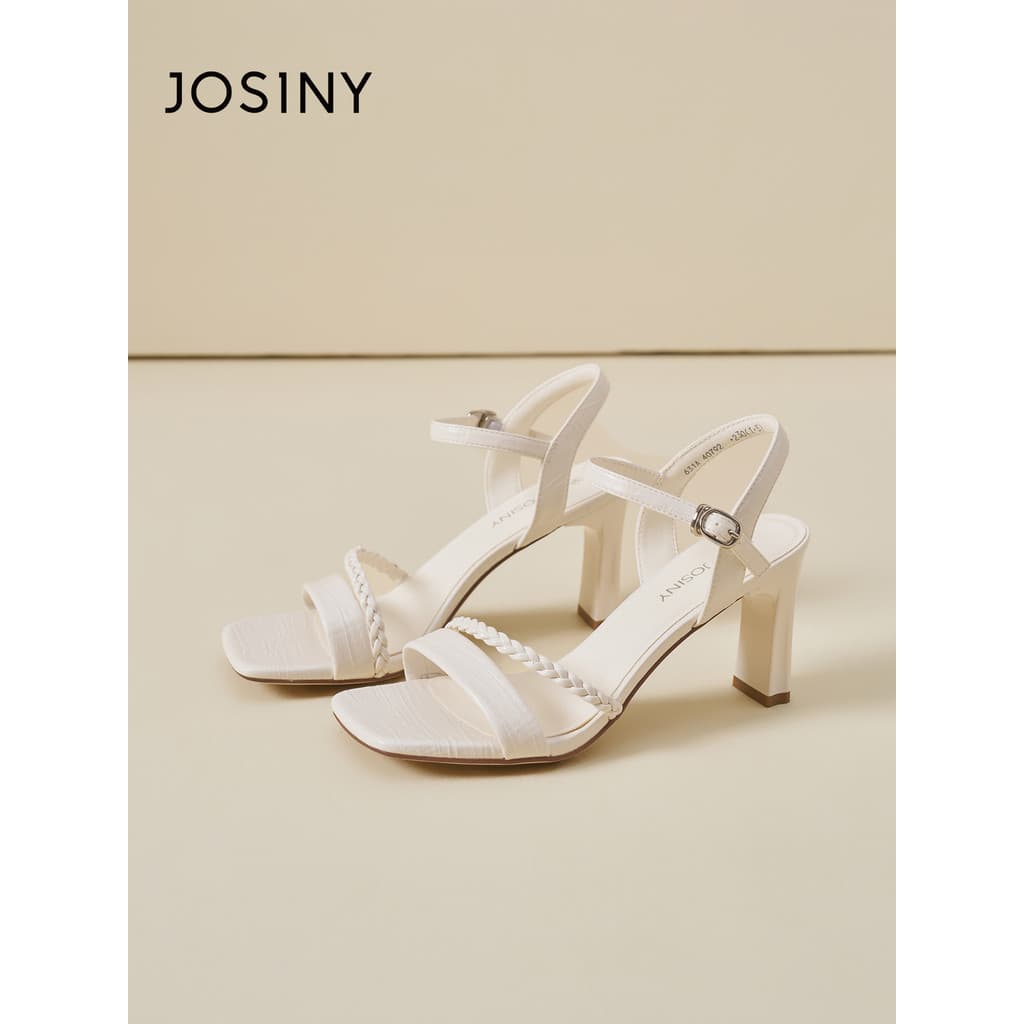 Zhuosini 2026 verão novo estilo elegante alça plana salto grosso sandálias de salto alto feminino All-Match fivela dedo