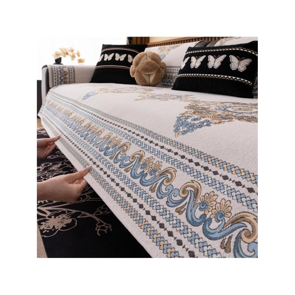 Almofada de sofá de Chenille europeu, quatro estações, Universal, amigável à pele, respirável, simples, antiderrapante,