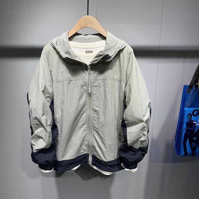 Protetor solar roupas masculinas mulheres ao ar livre estilo fino verão Street Wear High-End solto costura contraste cor
