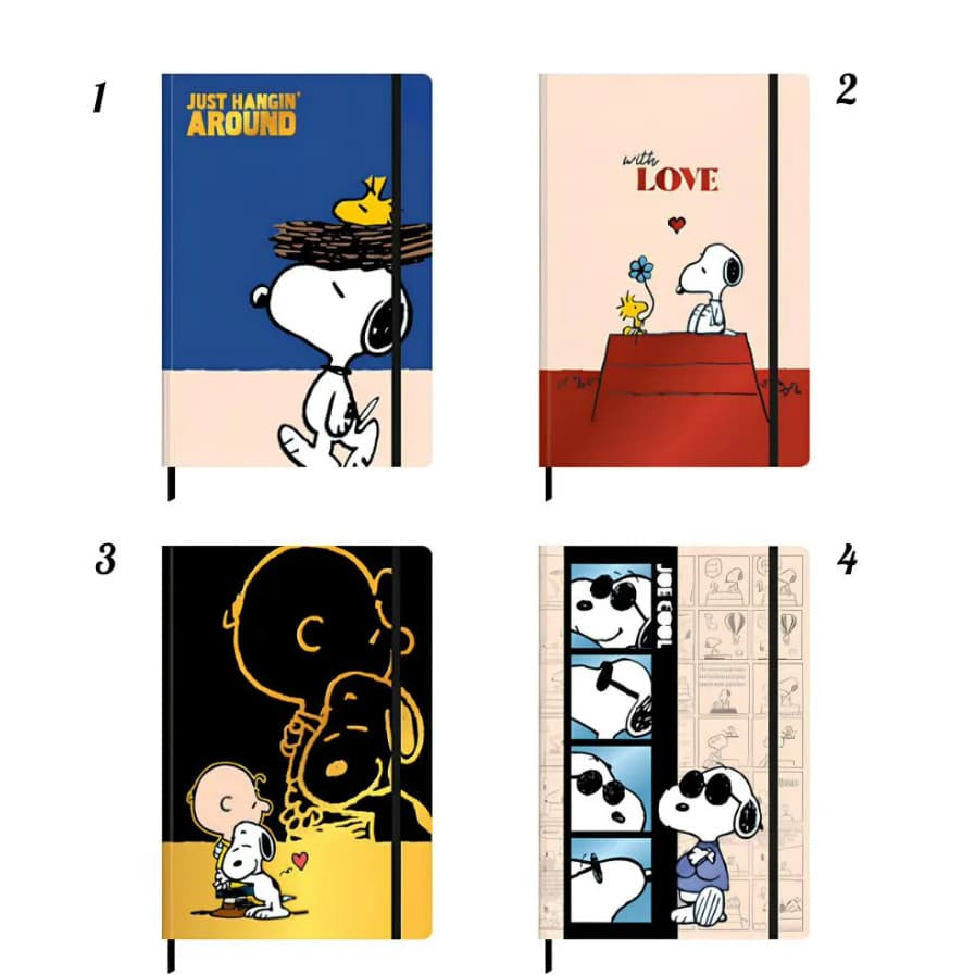Caderno Costurado sem Pauta Snoopy Fitto G 80 Folhas Capa Dura Tilibra