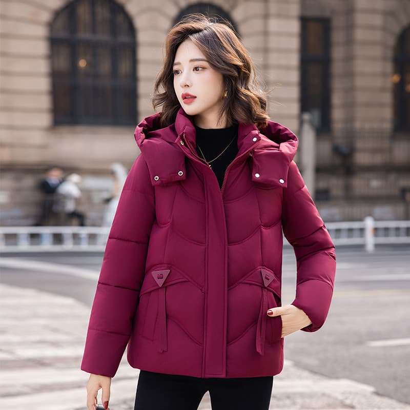 Inverno novo estilo destacável com capuz engrossado jaqueta de pão solto acolchoado jaqueta pequeno estilo ocidental par