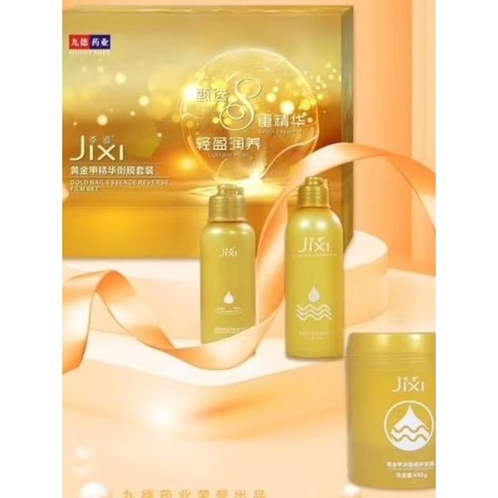 Jixi Golden Nail Essence Conjunto de máscara reversa Cabelo limpo Reparação profunda Tingimento Perm Essence Máscara de