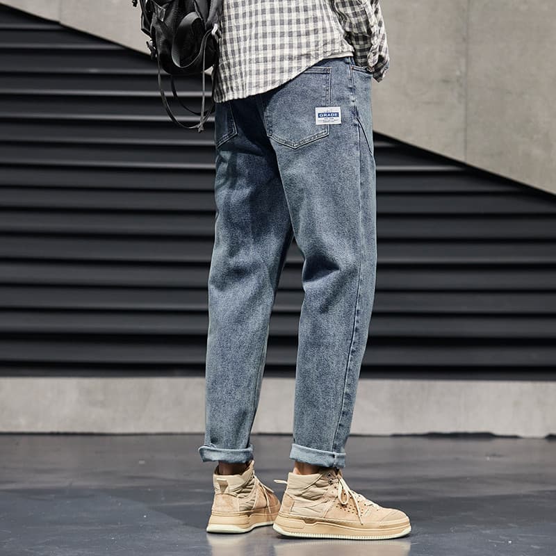 Retro High Street calças Jeans masculinas 2024 novo estilo masculino em linha reta solta Casual calças masculinas outono