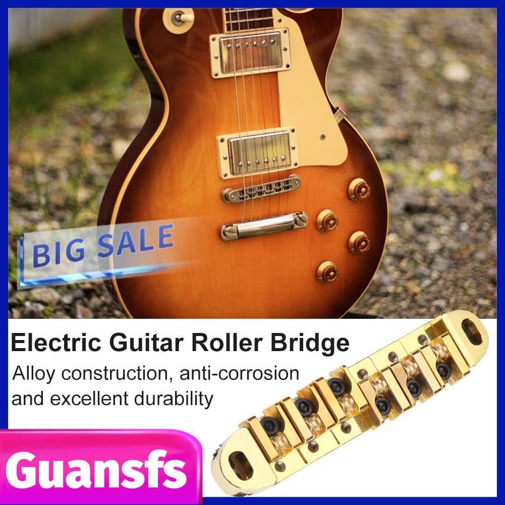 Guansfs.br Walfront Alloy Roller Saddle Bridge Peça de reposição desejável para guitarra elétrica estilo com chaves 3