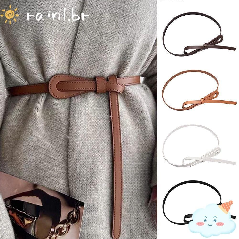 Cinto de Chuva Feminino, Ajustável em Couro PU, Fivela de Liga Fina, Cinto Decorativo para Vestido e Casaco Y2K KUXM