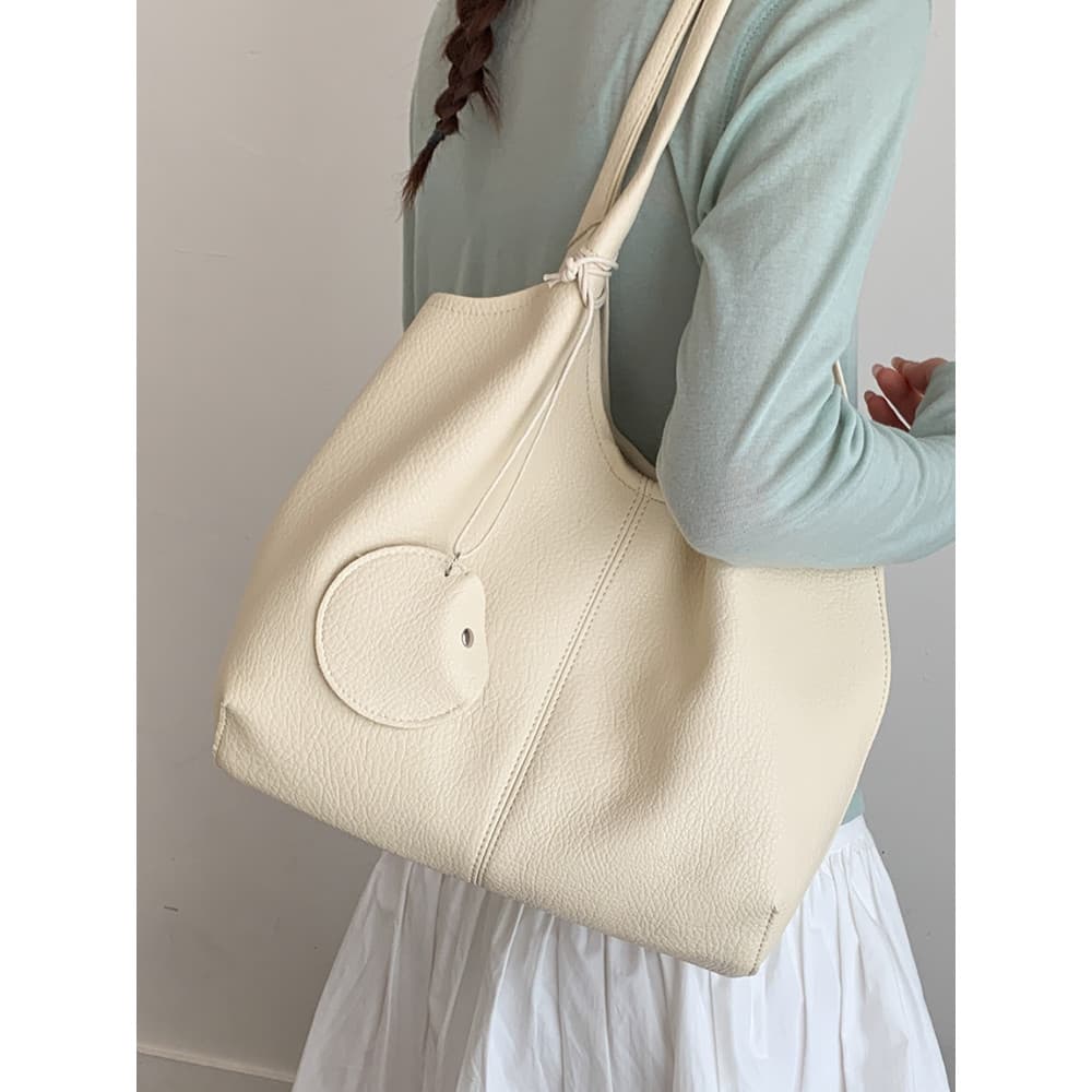 Moda suave grande capacidade sacola feminina 2026 novo estilo francês solto bolsa de ombro textura simples bolsa