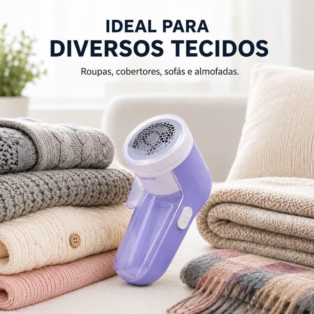 Removedor de Bolinhas Elétrico para Roupas Tira Fiapos Papa Bolinhas Portátil com Reservatório Transparente