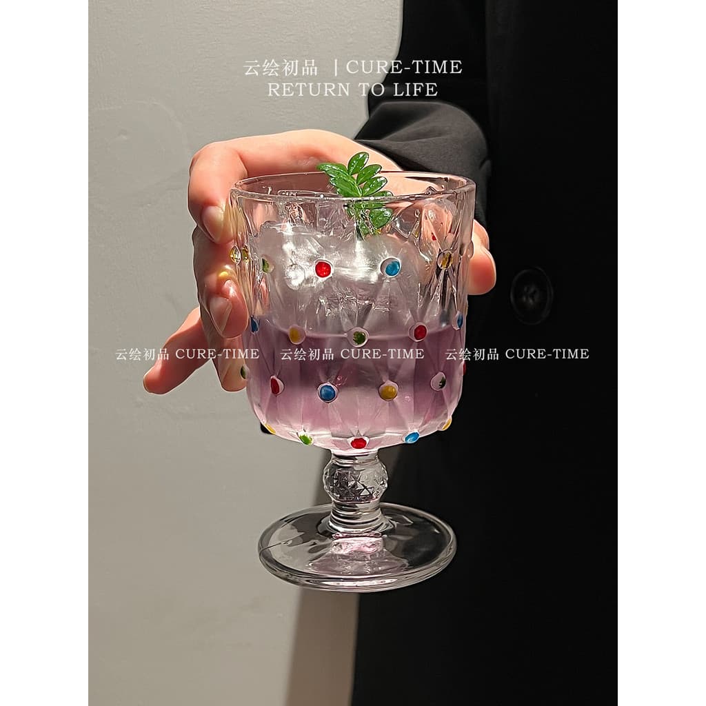 Retro colorido ponto taça de vidro doméstico high-end copo de vinho high-end Cocktail champanhe vidro