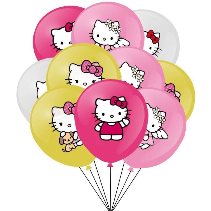 Kit 10 Balões Hello Kitty 12 Polegadas Látex Tema Rosa Decoração Festa Aniversário Menina Infantil