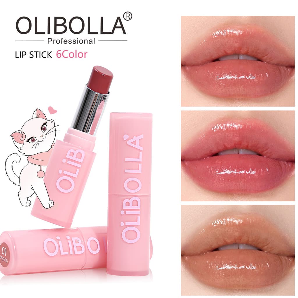 OLIBOLLA Brilho Labial Sólido, Bálsamo Labial Hidratante com Efeito Aquoso
