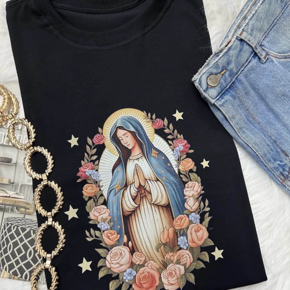 Camiseta Feminina Nossa Senhora Aparecida –Religiosa 100% Algodão