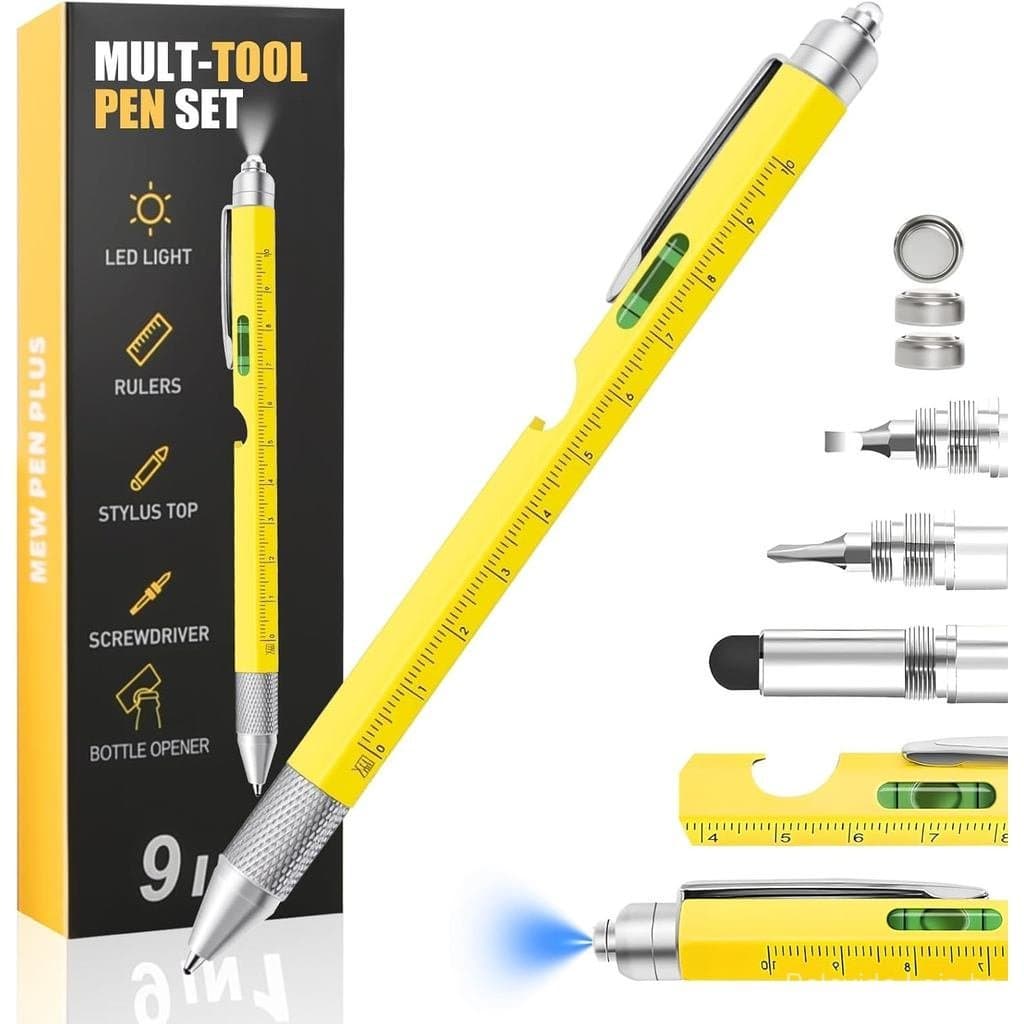 Caneta Multifuncional 9 em 1 com Luz LED, Gadgets Incríveis, Presentes para Homens, Presentes de Natal para Pai, Marido,