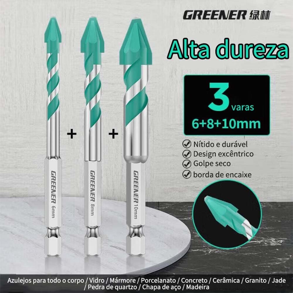 Kit of 3 Elongated Tungsten Multifunctional Eccentric Drill Set (6/8/10mm)