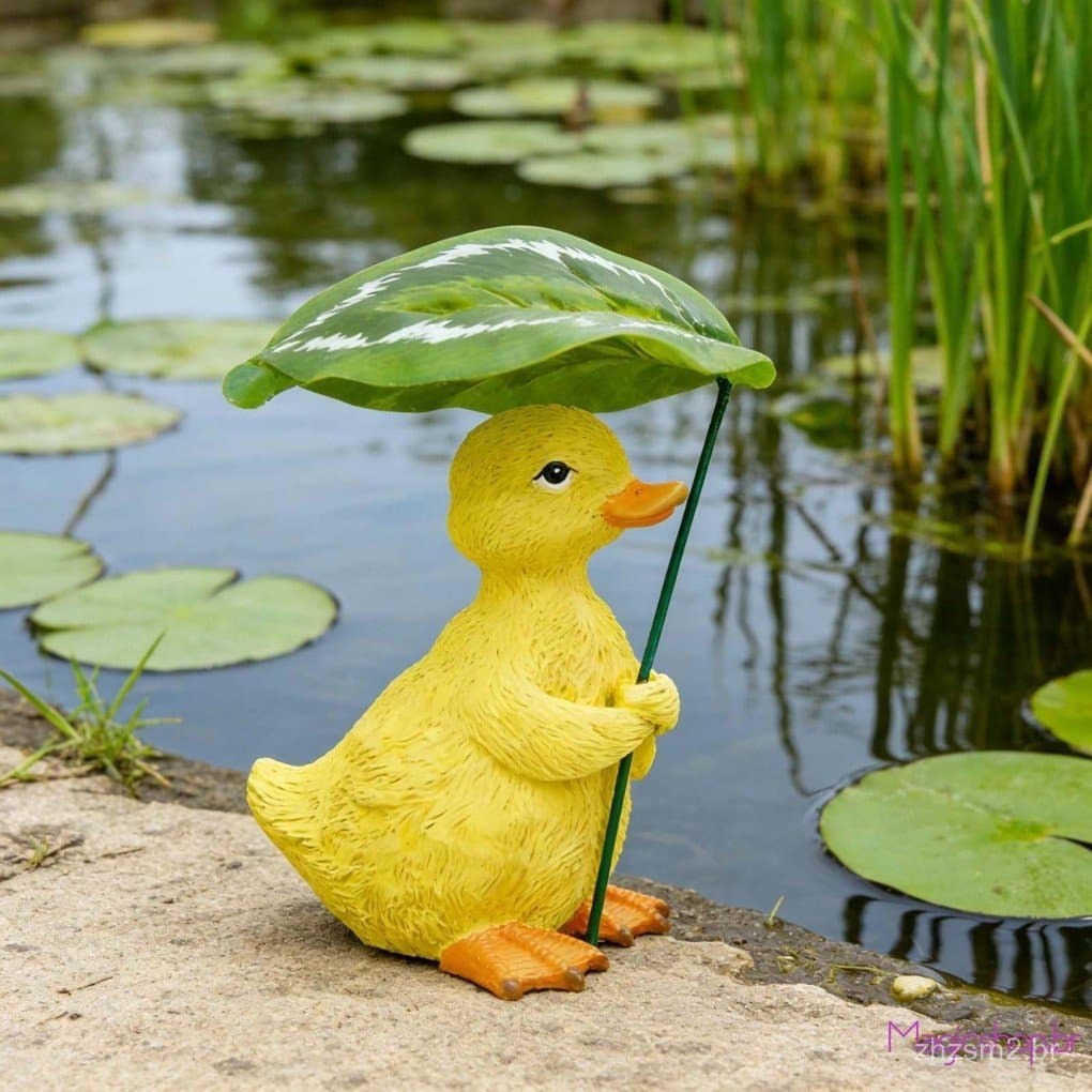Estátua de Jardim para Pequenos Animais com Guarda-Chuva, Encantadora Figura de Pato, Ouriço e Preguiça para Ambientes I
