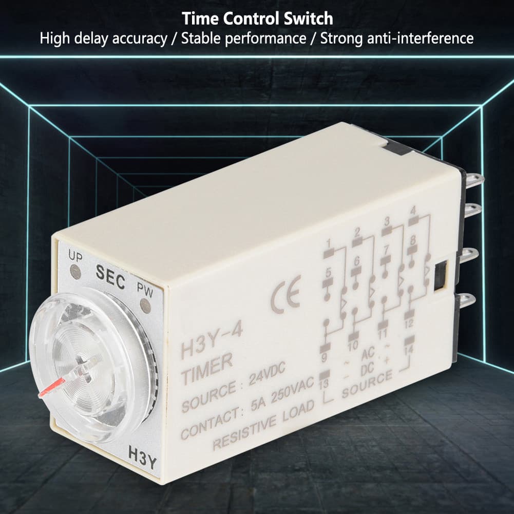 Aumotop H3Y-4 Interruptor de controle de relé de tempo estável 24VDC para aplicações de comunicação remota (60S)