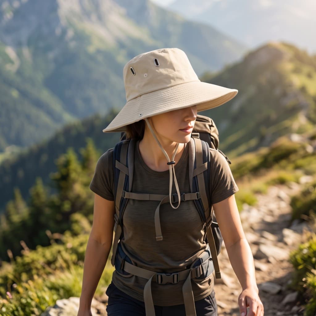 Chapéu Balde Com Alça De Queixo , De Sol Embalável , Semi-Rígido Flexível Para Caminhantes , Caminhadas , Pesca