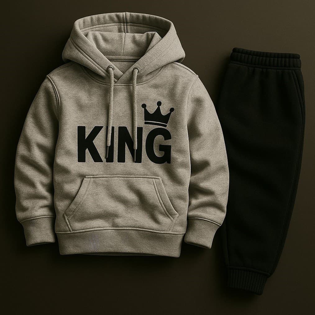 Kit Infantil Masculino Moletom E Calça Flanelada Estampado King Feminina 100% Algodão Premium