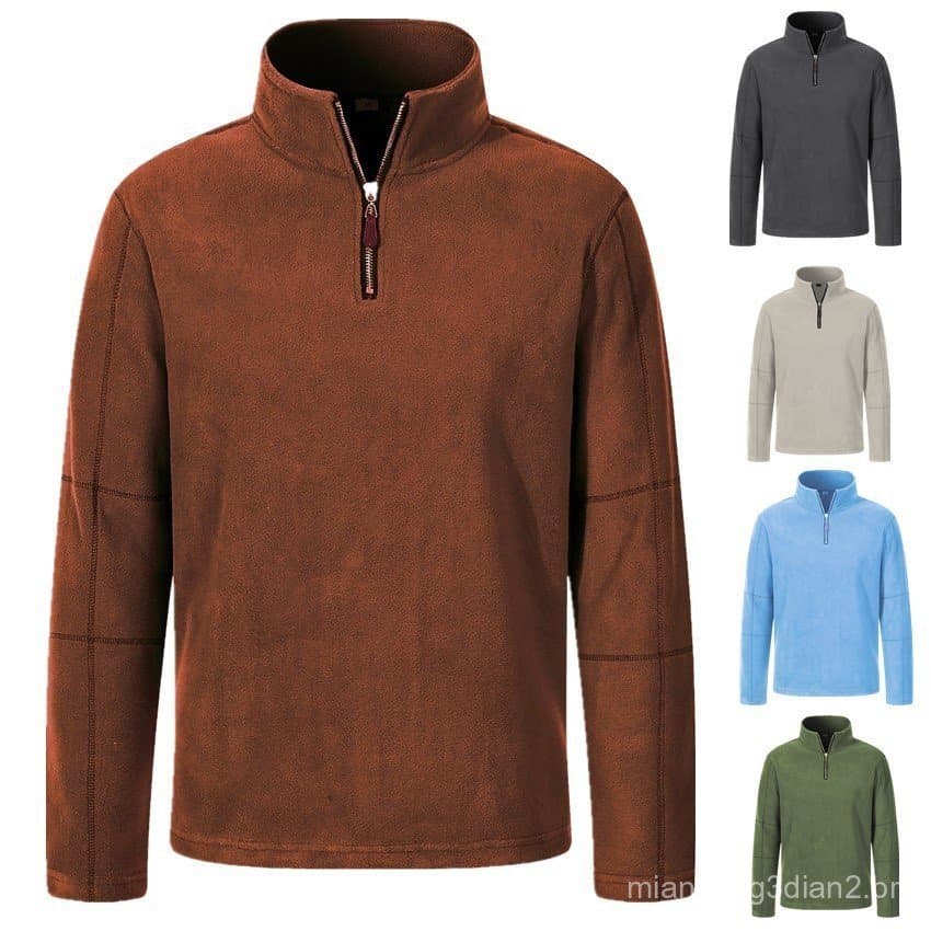 Cross-Border na moda All-Match masculino topos outono inverno novo estilo moletom de lã masculino gola alta meio zíper m