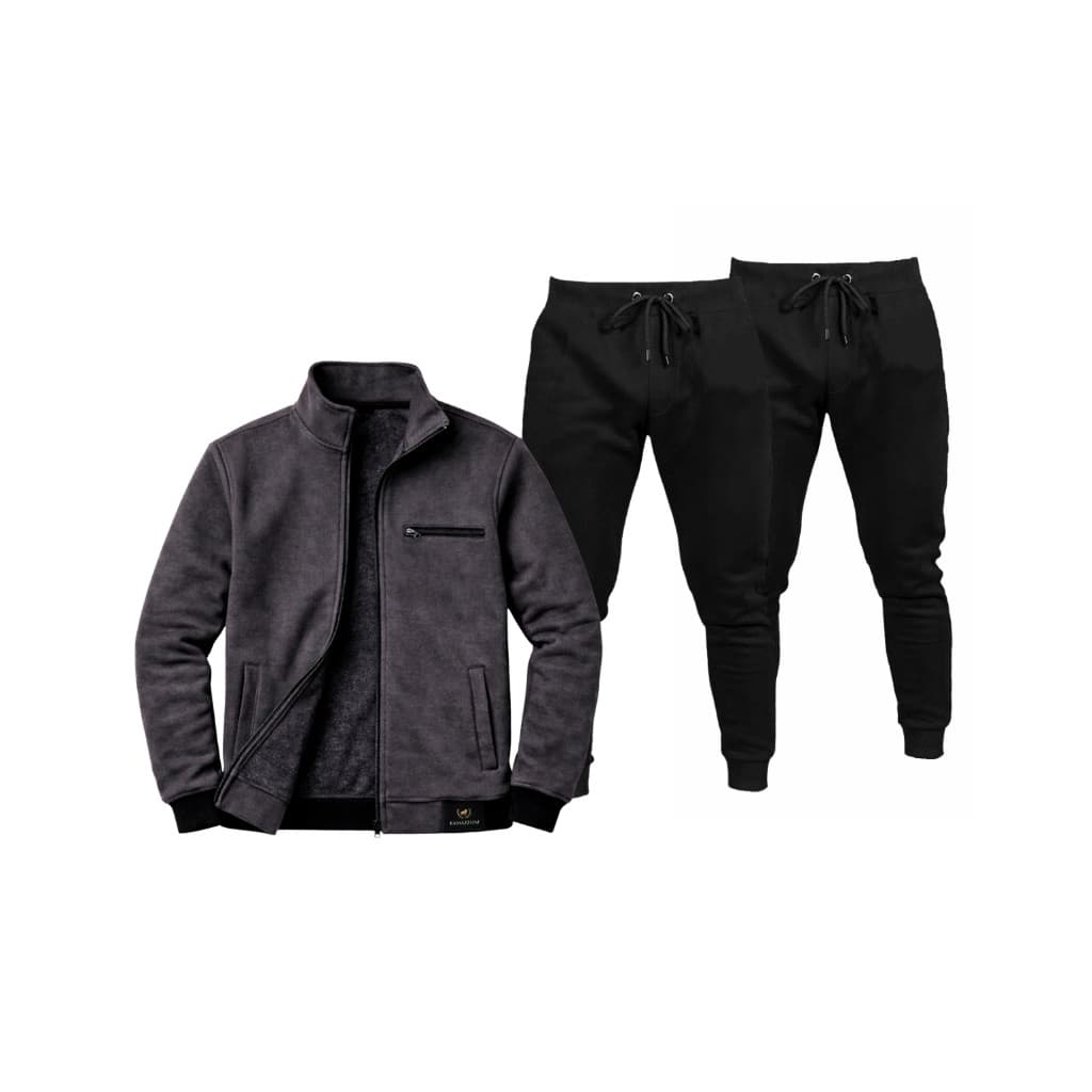 Kit Conjunto Jaqueta de Gola com Bolso + 02 Calças de Moletom Casual Unissex
