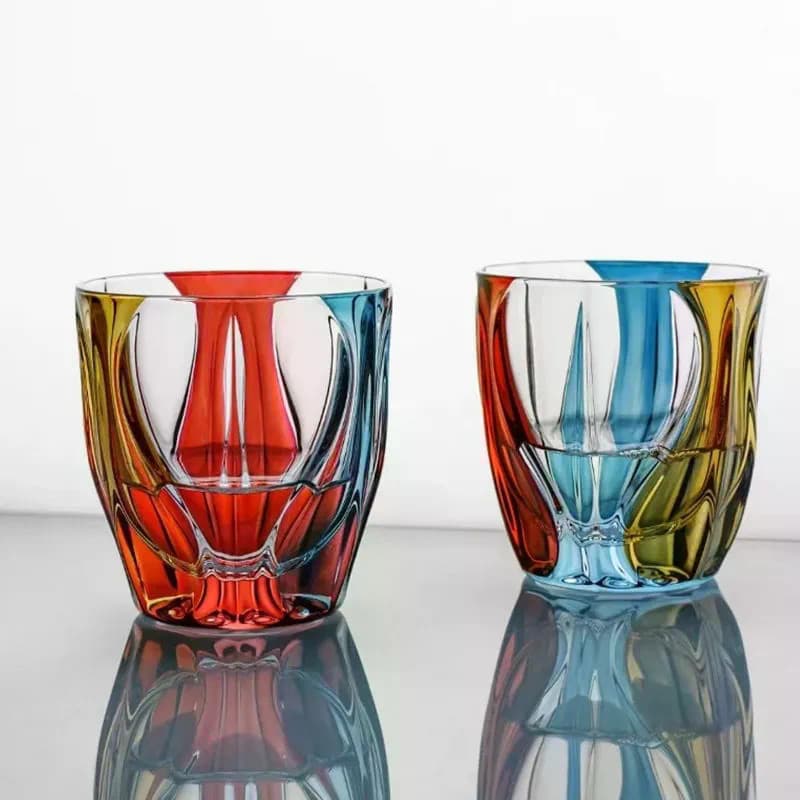 2 copos coloridos de cristal conjunto de vinho presentes de alta qualidade moderno pintado à mão moda copo de vinho pint