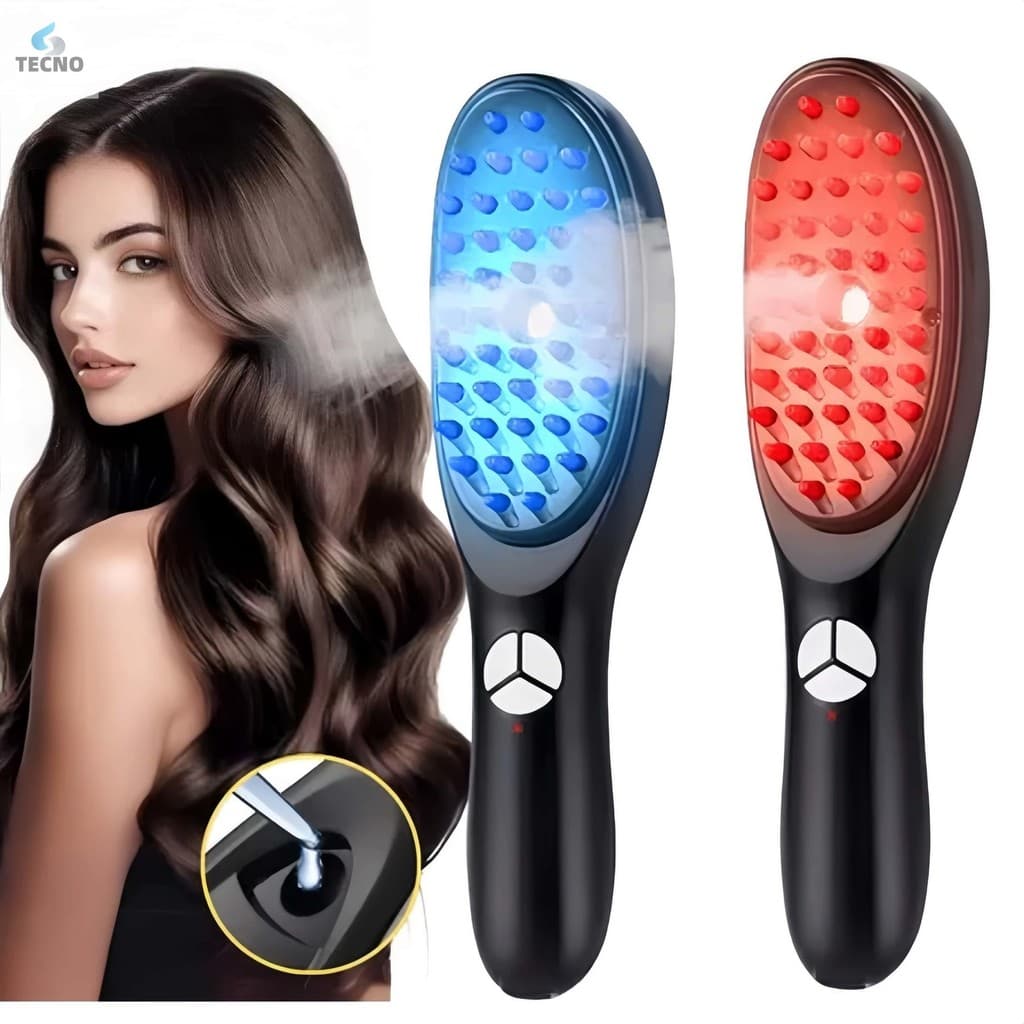 Escova Massageadora com Laser 4 em 1 – Tratamento Capilar e Antiqueda TECNO
