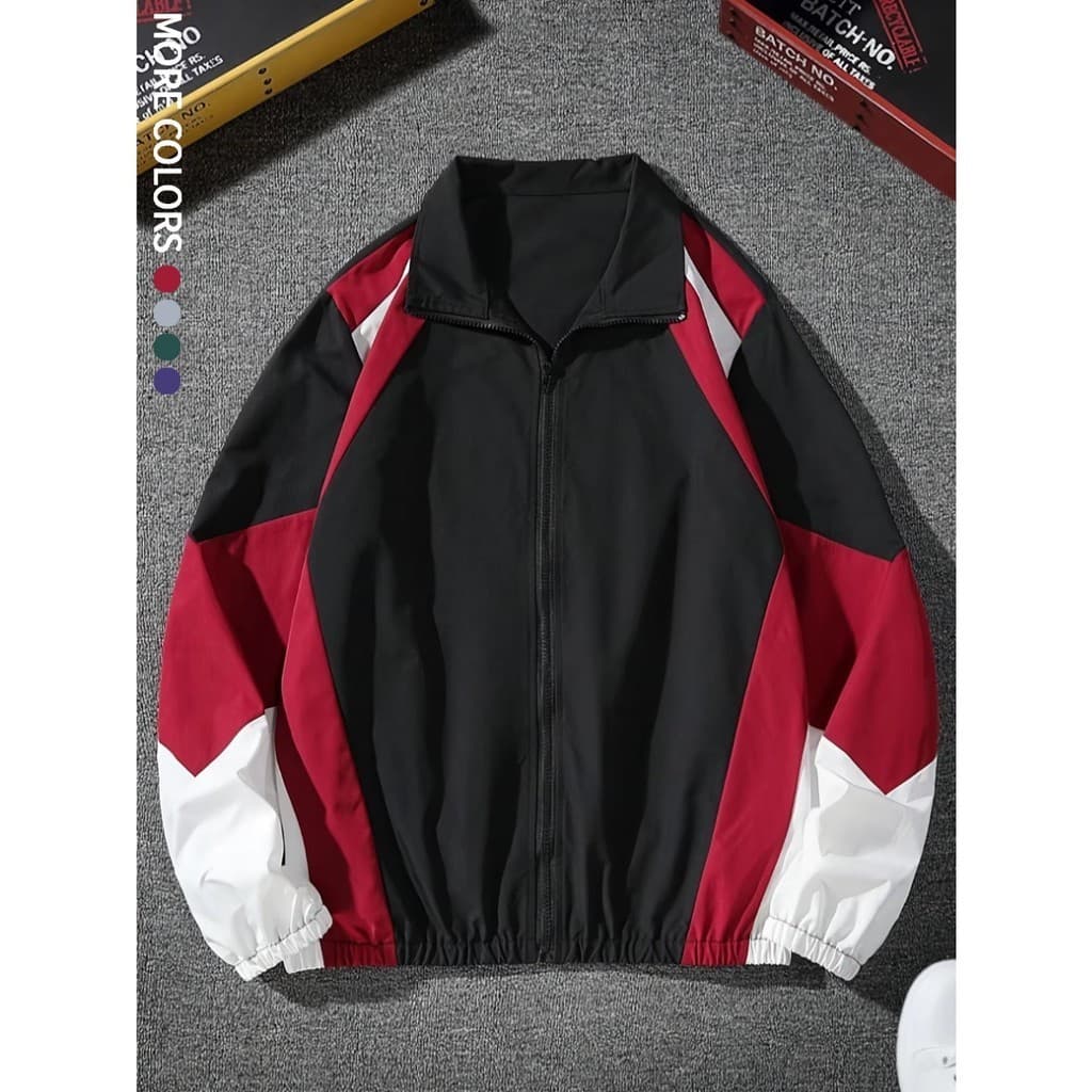 Jaqueta Masculina Com Bloqueio De Cores , Leve , Casual , Viagens , À Prova De Vento E Resistente Ao Desgaste , Tecido D