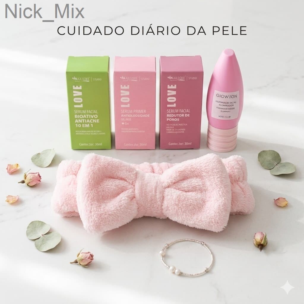 Kit Skincare Completo Antiacne e Controle de Oleosidade c/ Séruns + Hidratante + Faixa FacialT1YQ