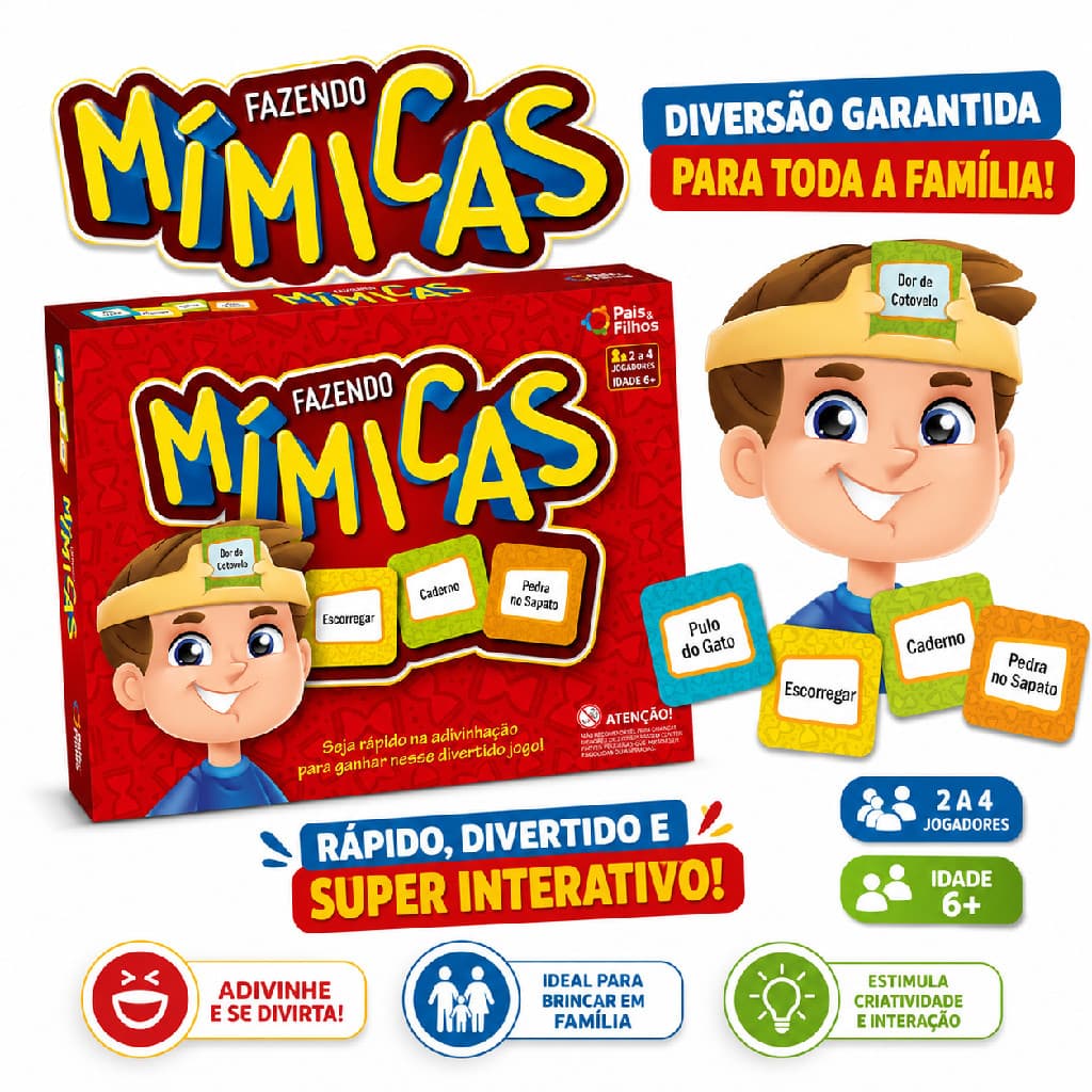 Jogo Fazendo Mímicas Infantil Cartas Pais e Filhos