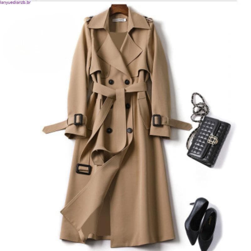 Casaco Casual Para Mulheres Coreanas Longa Primavera Outono Elegante Manga Comprida Senhora XDX .
