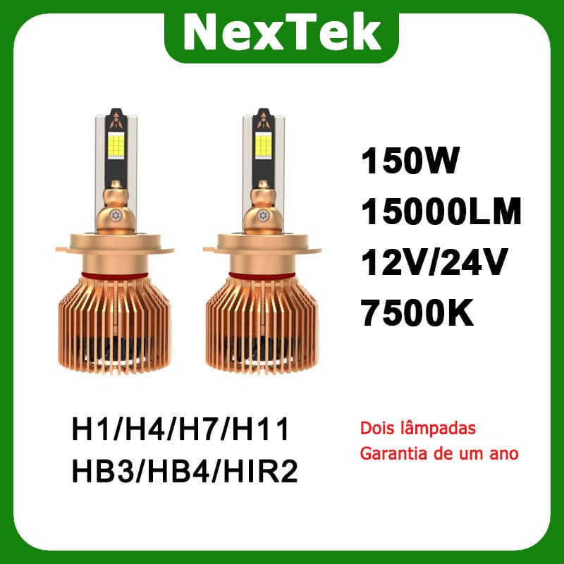 NexTek ZZA5 12V/24V 150W 7500K Farol LED H1 H4 H7 HB3/HB4 H11 HIR2 Universal De Luz Branca Forte Para Carro