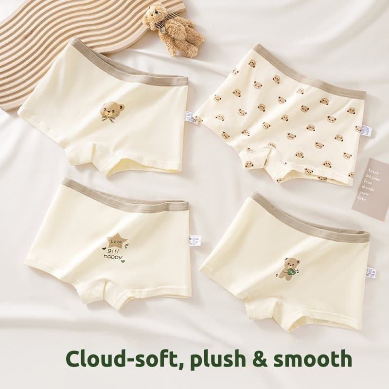 [4PCS] Cuecas Boxer respiráveis de algodão puro para meninas novo estilo