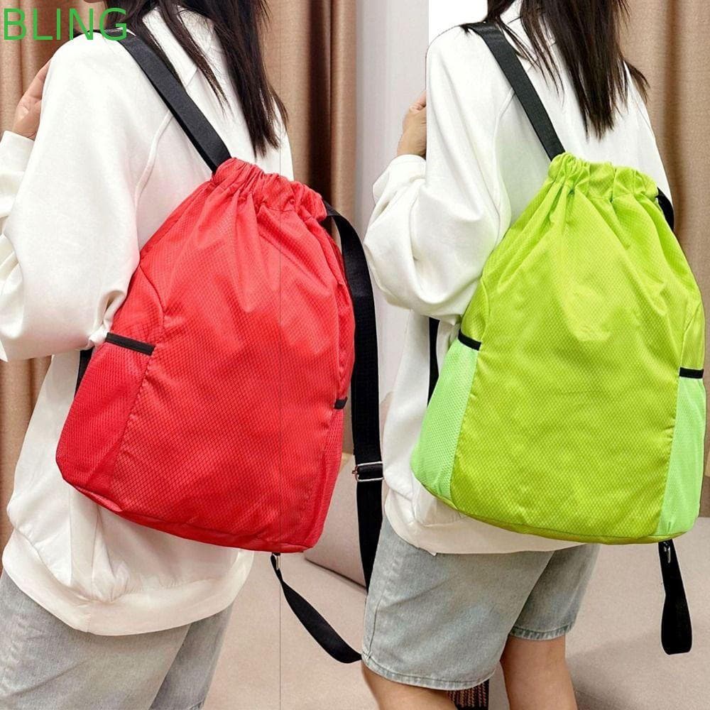 Bolsa de Ginástica BLING, Mochila Leve e Impermeável com Cordão, Bolsa de Fitness em Cor Sólida, Resistente a N5IN