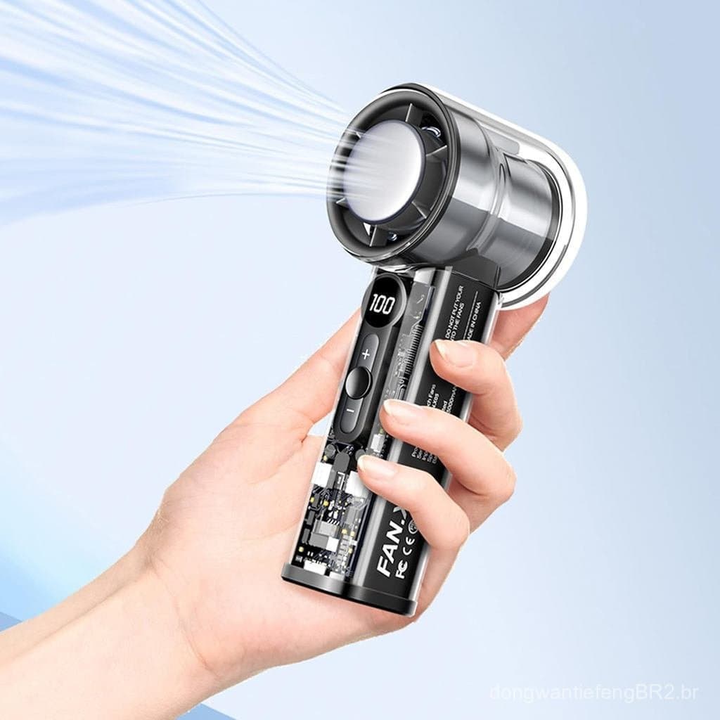 Ventilador Portátil de Mão, Velocidade Ajustável (1-100), Ventilador Pessoal Recarregável com Função de Resfriamento