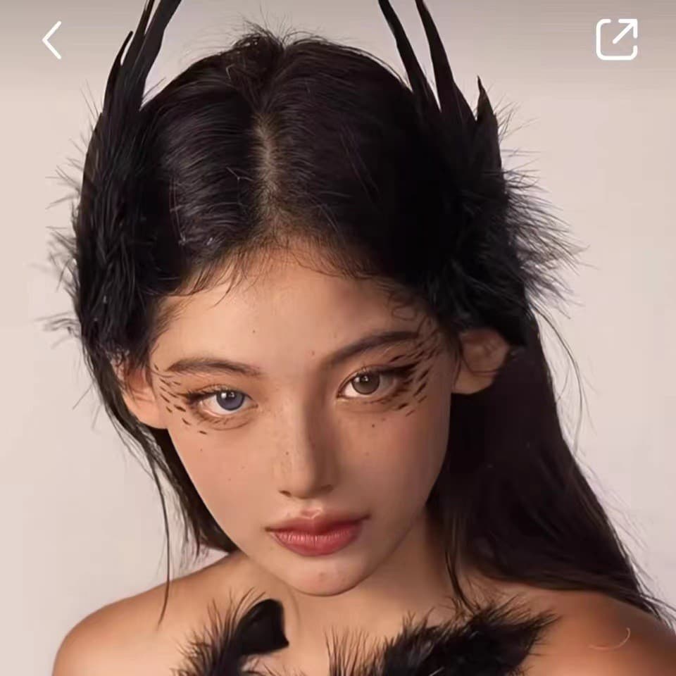 [Estoque pronto] Grampo de cabelo de pena de cisne preto feminino preto escuro doce legal clipe lateral clipe lateral Ha