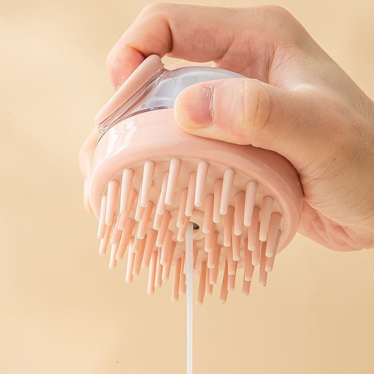 Escova de massagem para aplicação de shampoo com dispensador de líquido, pente de silicone criativo para uso doméstico,
