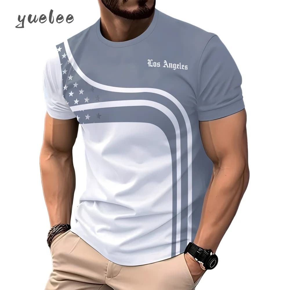 Casual Simples 3D Gráfico Camiseta Masculina Nova Respirável Manga Curta Moda Oversized Masculino Topos Roupas Masculina