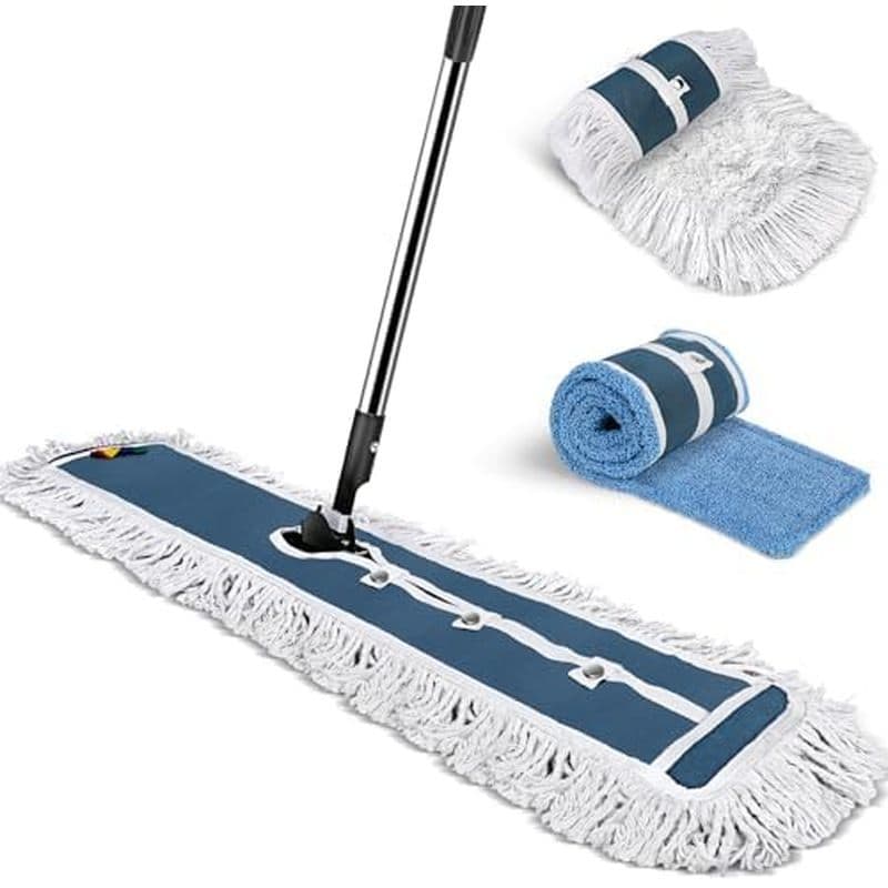 Esfregona De Pó MASTERTOP Para Limpeza De Piso , Esfregão De Microfibra Com 2 Almofadas Laváveis , Cabo Longo Ajustável