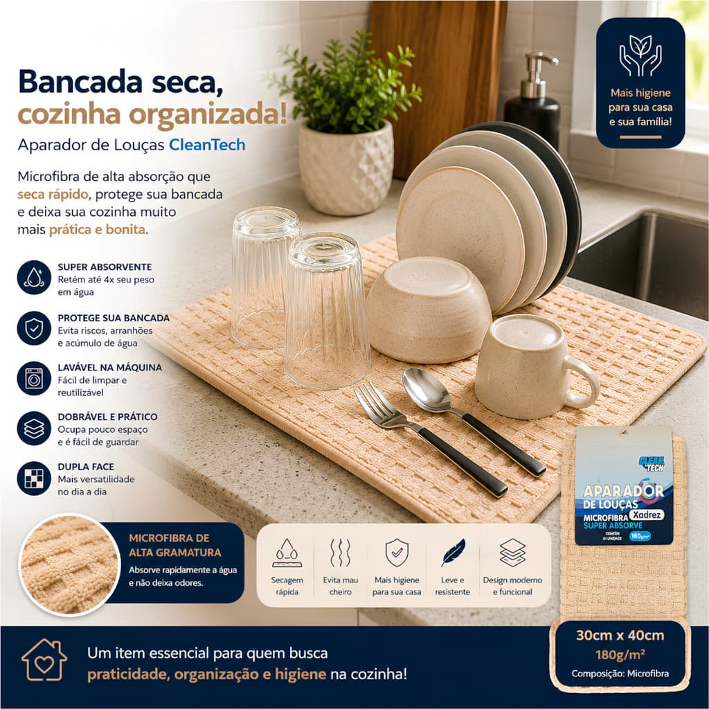 Pano Microfibra Absorvente Aparador De Loucas