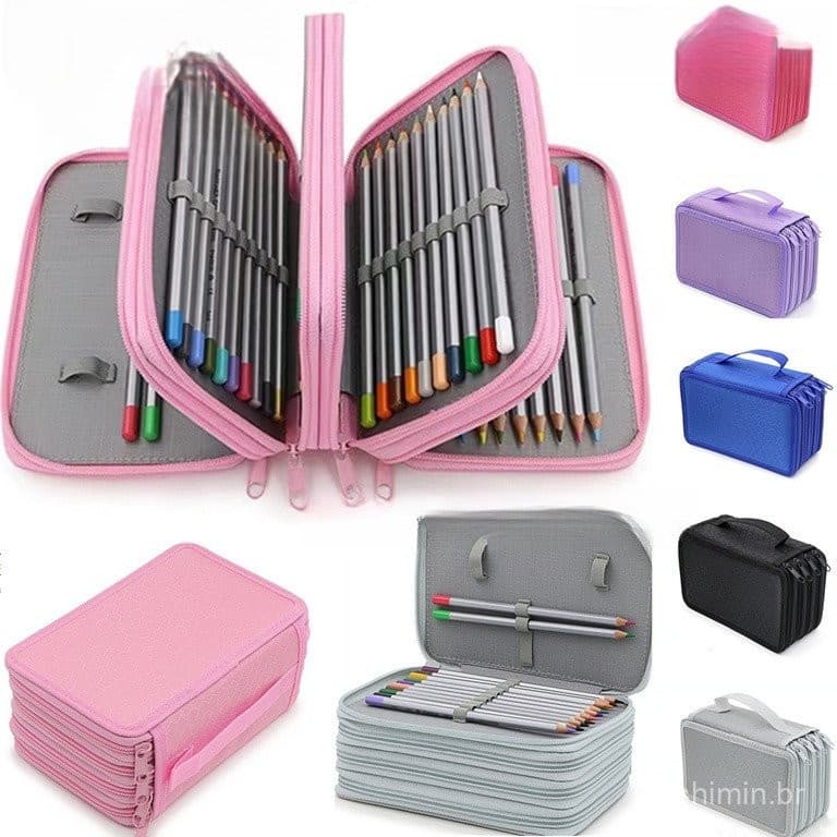 Estojo De Lápis De Quatro Camadas Com 35/52/72 Furos De Cor Estojos escolar Estojo box Material escolar Papelaria