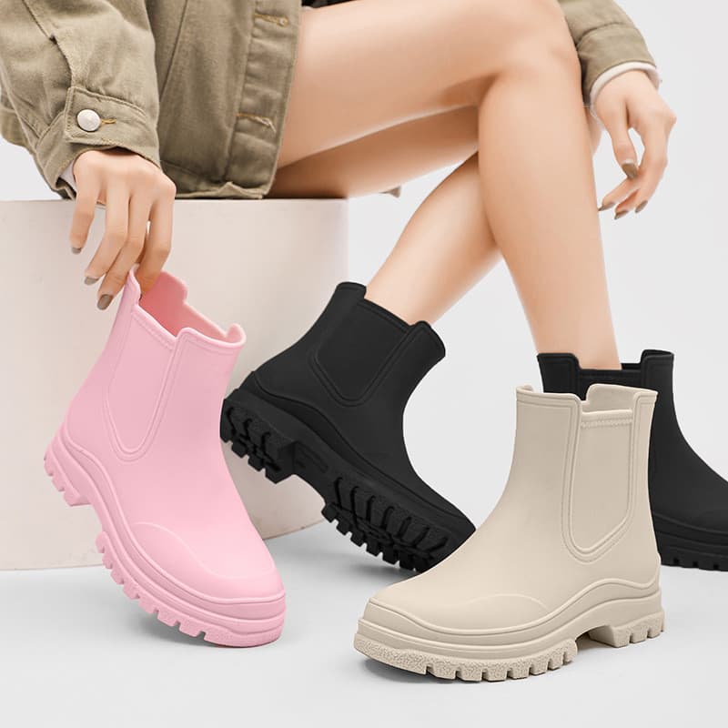 Novo estilo moda botas de chuva feminino japonês coreano na moda tubo curto Chelsea botas de chuva feminino Anti-desliza