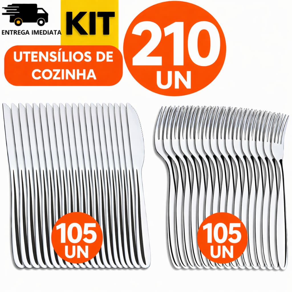 KIT 210/170/140/100 Kit Talheres Básico Completo Inox