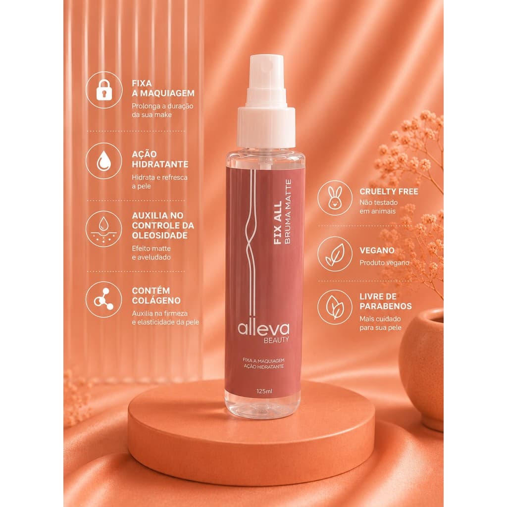 Bruma Matte Fix All Alleva Beauty 125ml – Fixador de Maquiagem Hidratante